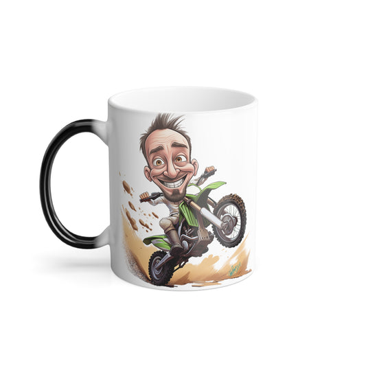 Child Riding a Dirt Bike Custom Cartoon Caricature From Photo Personalized Magic Mug