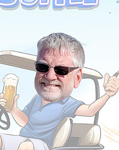 Personalized Retirement Metal Sign Caricature Golfing Portrait from Photo 12" x 9”