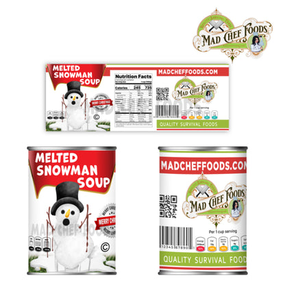Melted Snowman Soup Funny Prank Soup Can Labels Gag Gift
