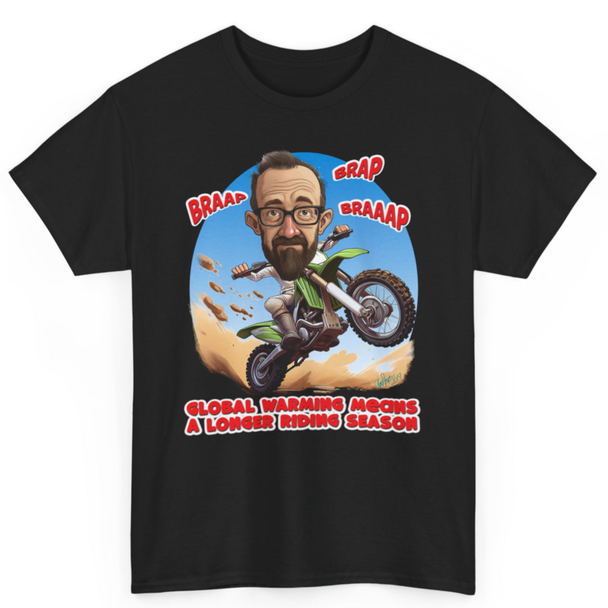 Personalized Motocross Dirt Bike Caricature BRAAP T-Shirt from Photo