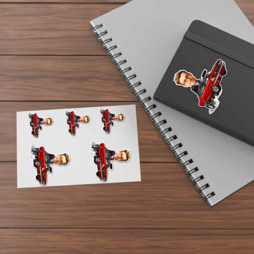Personalized Mustang Car Caricature from Photo Muscle Car Sticker - 6 Pack