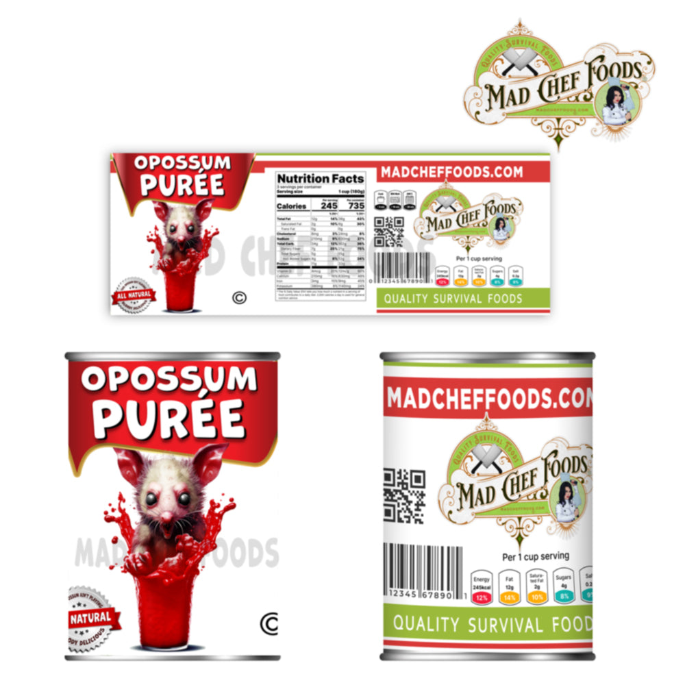 Opossum Puree Funny Prank Soup Can Labels Gag Gift