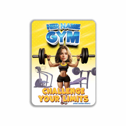 Personalized Gym Metal Sign HER Cartoon from Photo 12" x 9”