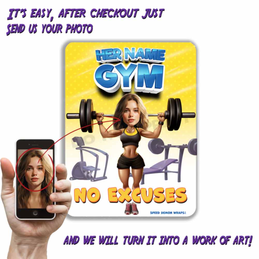 Personalized Gym Metal Sign Portrait From Photo No Excuses