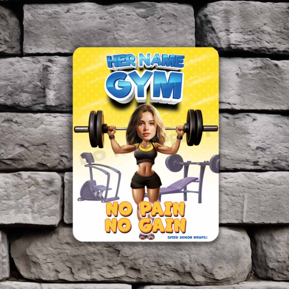Personalized Gym Metal Sign Portrait From Photo No Pain No Gain