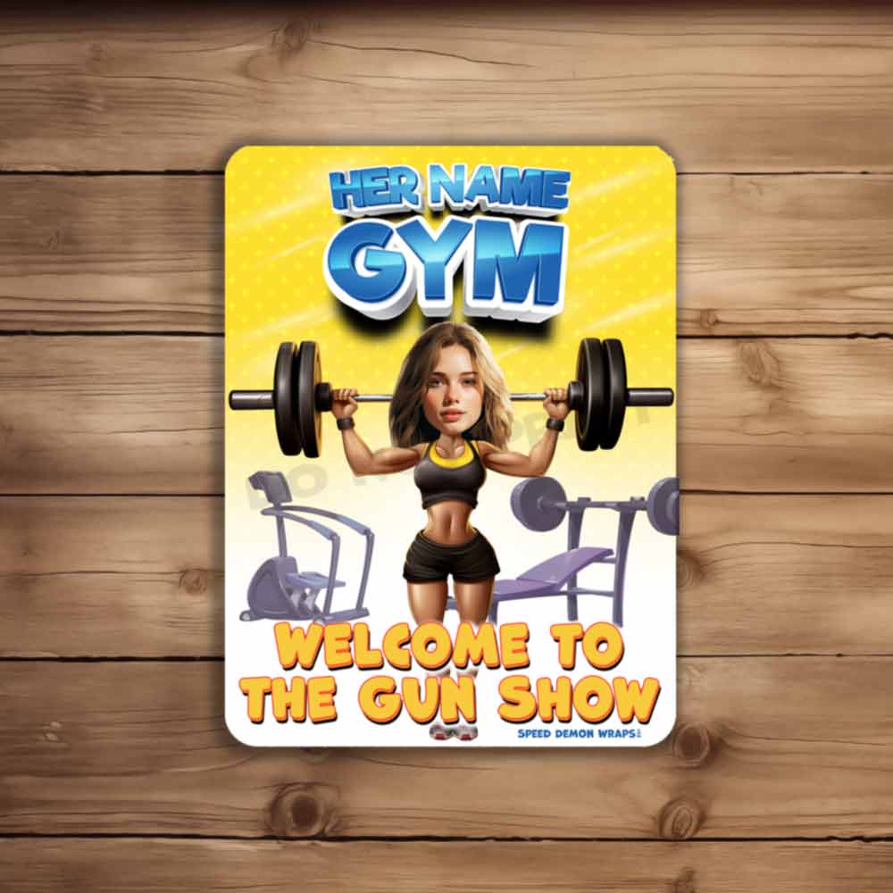 Personalized Gym Metal Sign Welcome to the Gun Show 