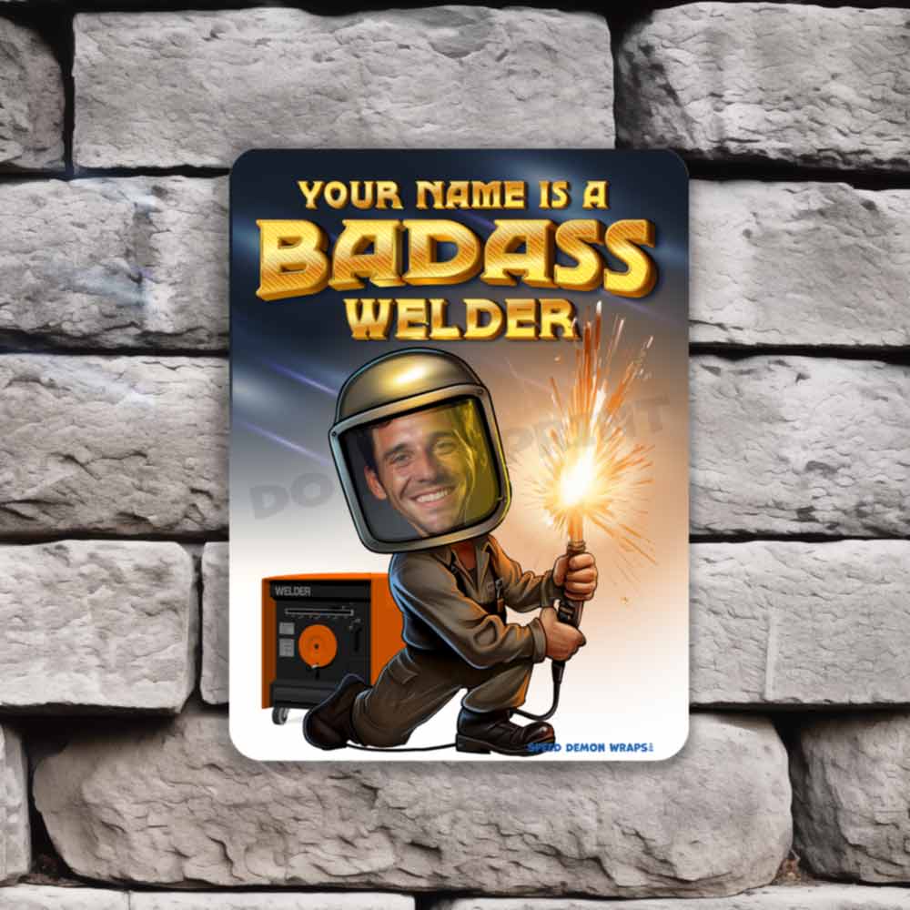 Personalized Bad Ass Welder Metal Sign Portrait From Photo
