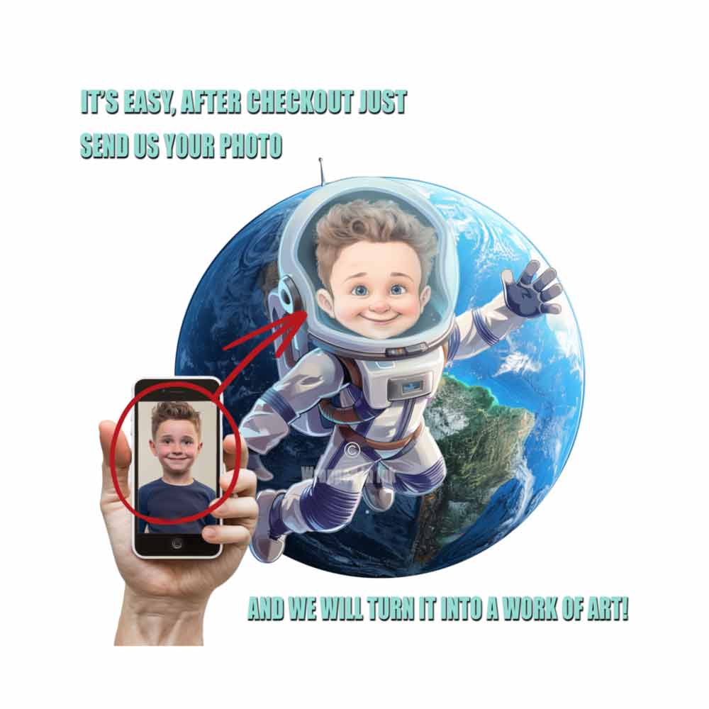 Personalized Coffee Mug Child Astronaut in space Caricature From Photo