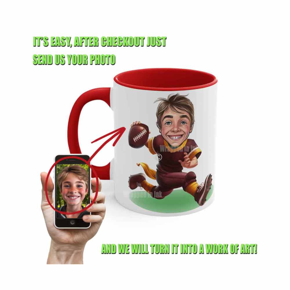 Football Player Coffee Mug Caricature From Photo