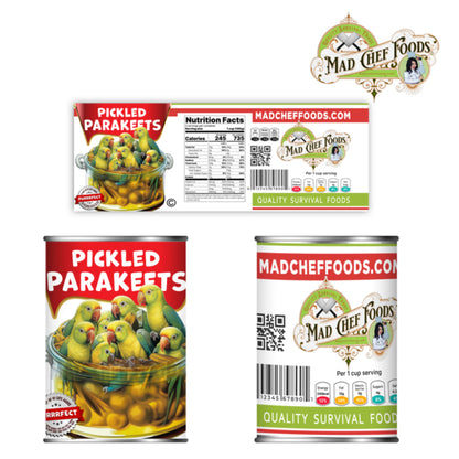 Pickled Parakeets Funny Prank Soup Can Labels Gag Gift