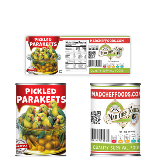 Pickled Parakeets Soup Can Label