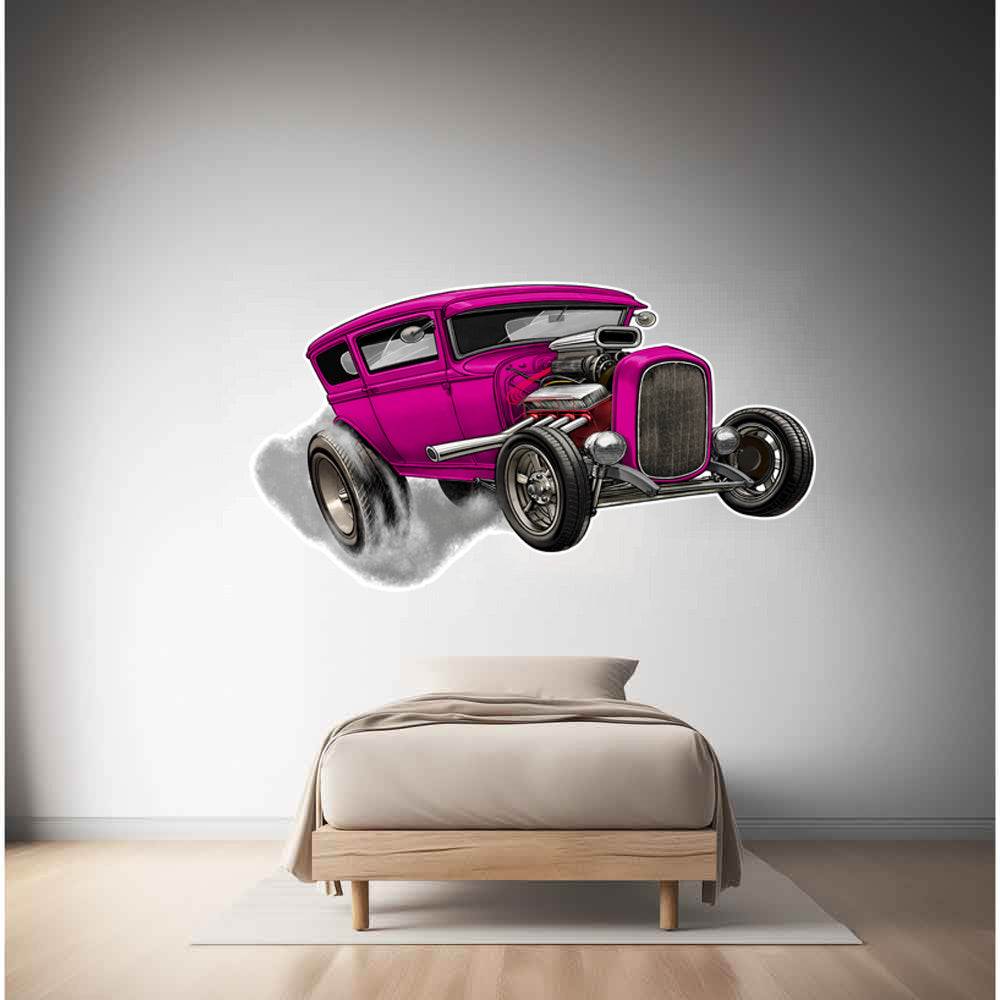 Child Driving 1929 Ford Sedan Tudor Wall Decals - Caricature Mural From Photo