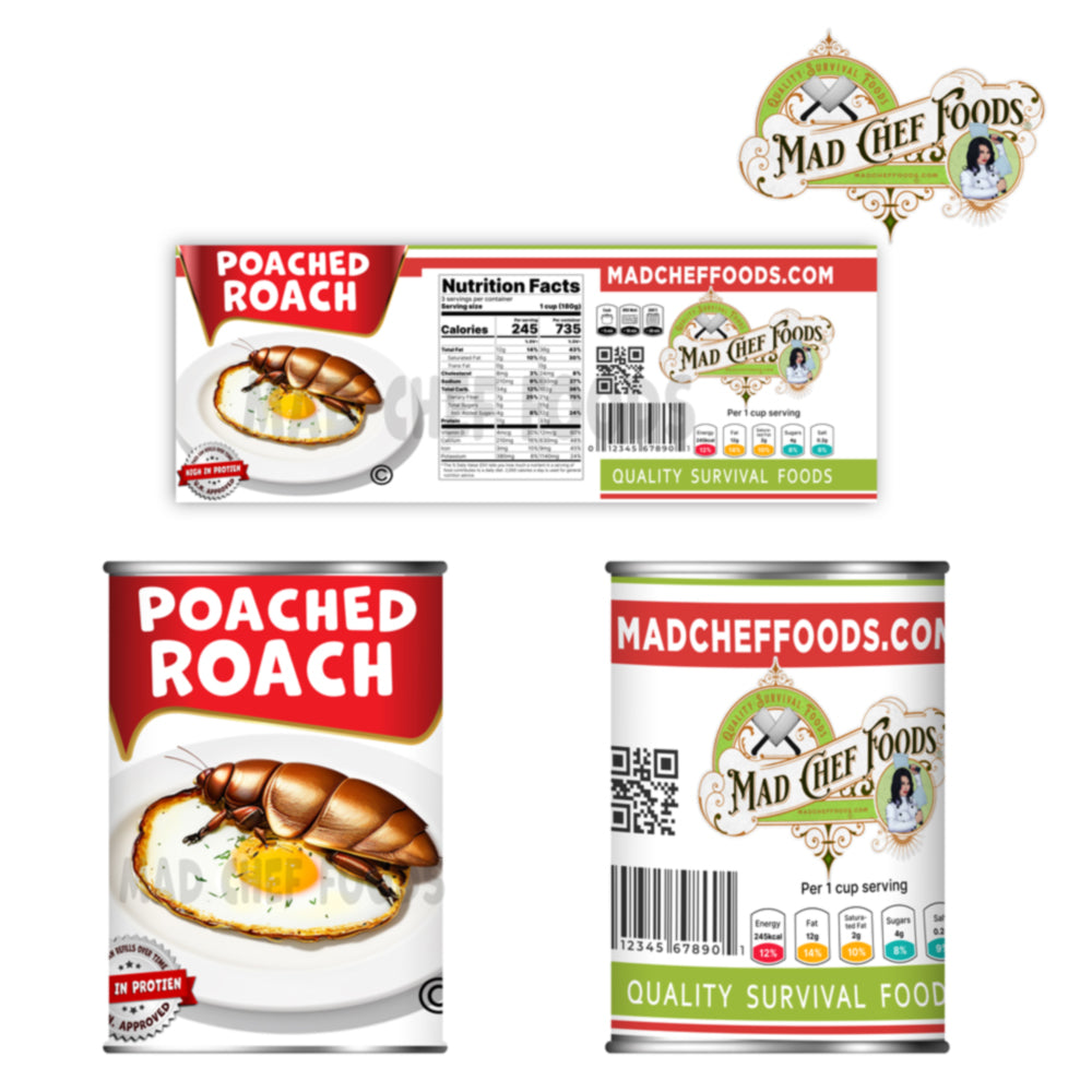 Poached Roach Funny Prank Soup Can Labels Gag Gift
