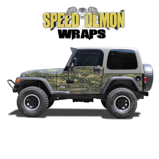 Digital Camo - Pre-Cut Jeep Wrangler Wrap Kit - Fits TJ 1996-2006 - Trail Armor Skin