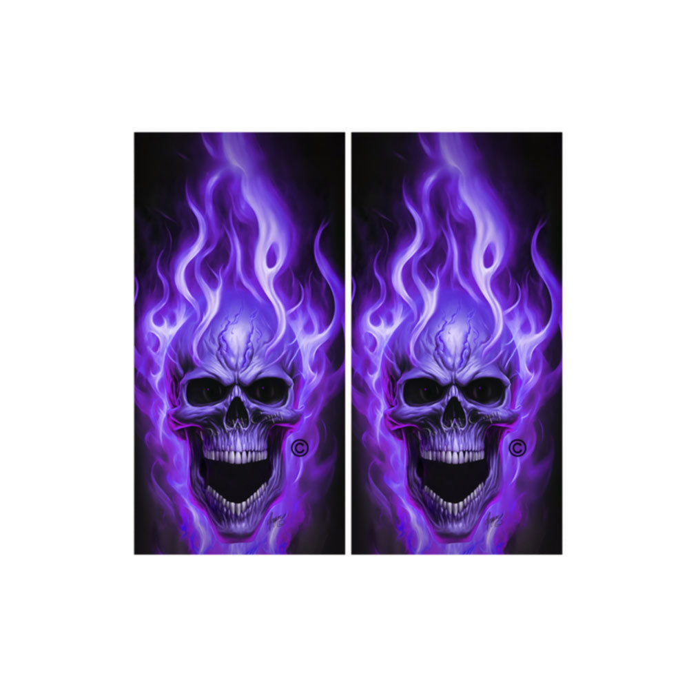 Flaming Skulls Cornhole Wraps Kustom Low Brow Art