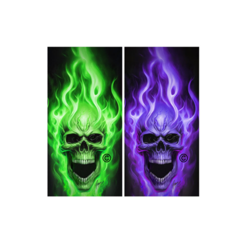 Flaming Skulls Combo Sets Cornhole Wraps Kustom Low Brow Art