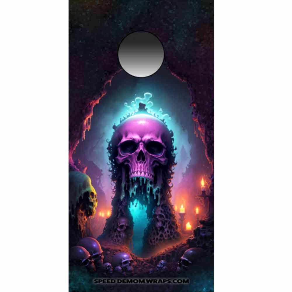 Purple Skull Ooze Cornhole Wraps RIGHT