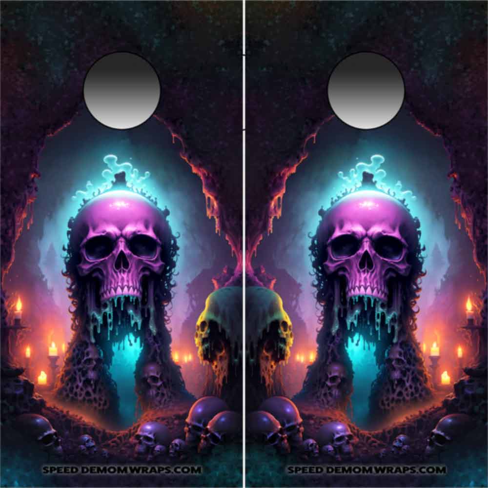 Purple Skull Ooze Cornhole Wraps