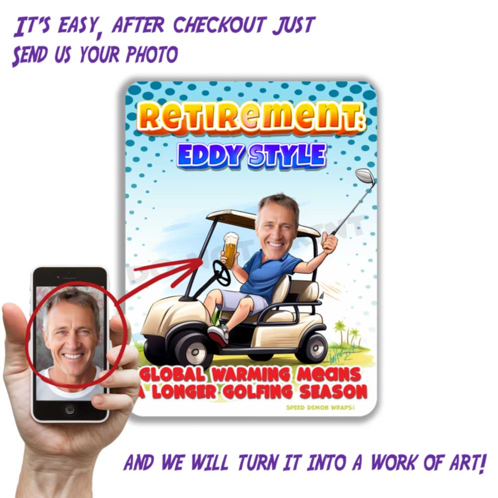 Retirement Golfing Caricature Metal Sign Longer Golf Season