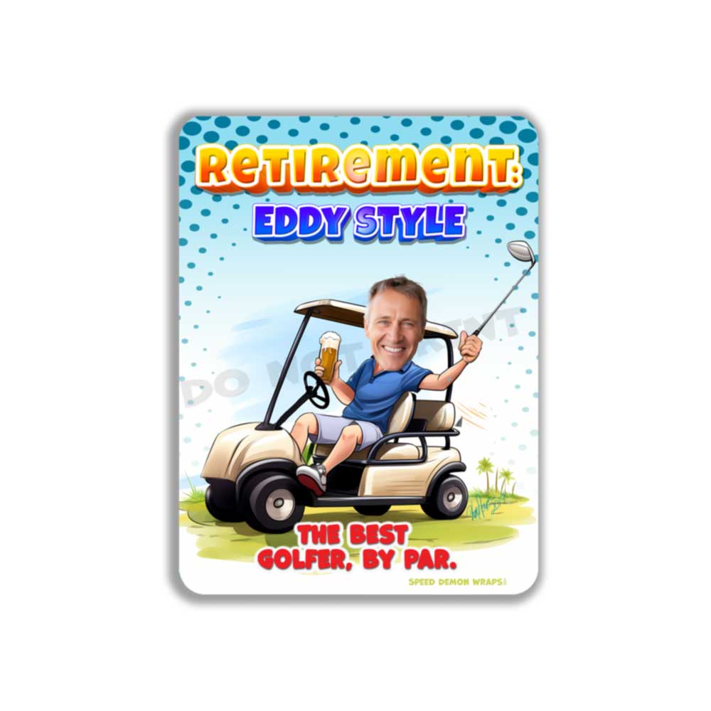 Retirement Golfing Caricature Metal Sign Best Instructor By Par