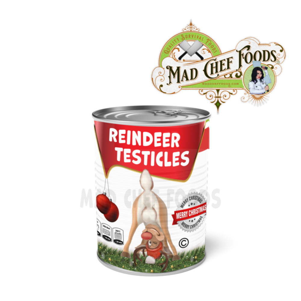 Reindeer Testies Funny Prank Soup Can Labels Gag Gift