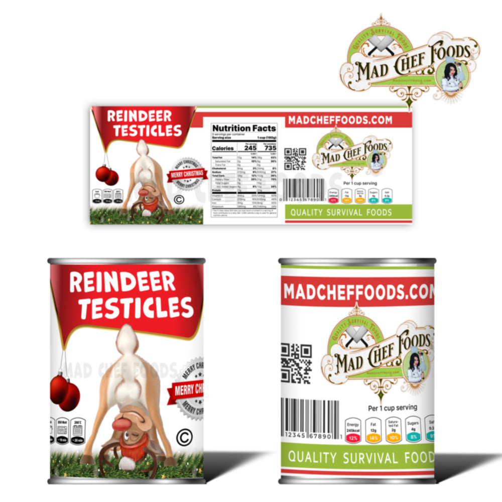 Reindeer Testies Funny Prank Soup Can Labels Gag Gift