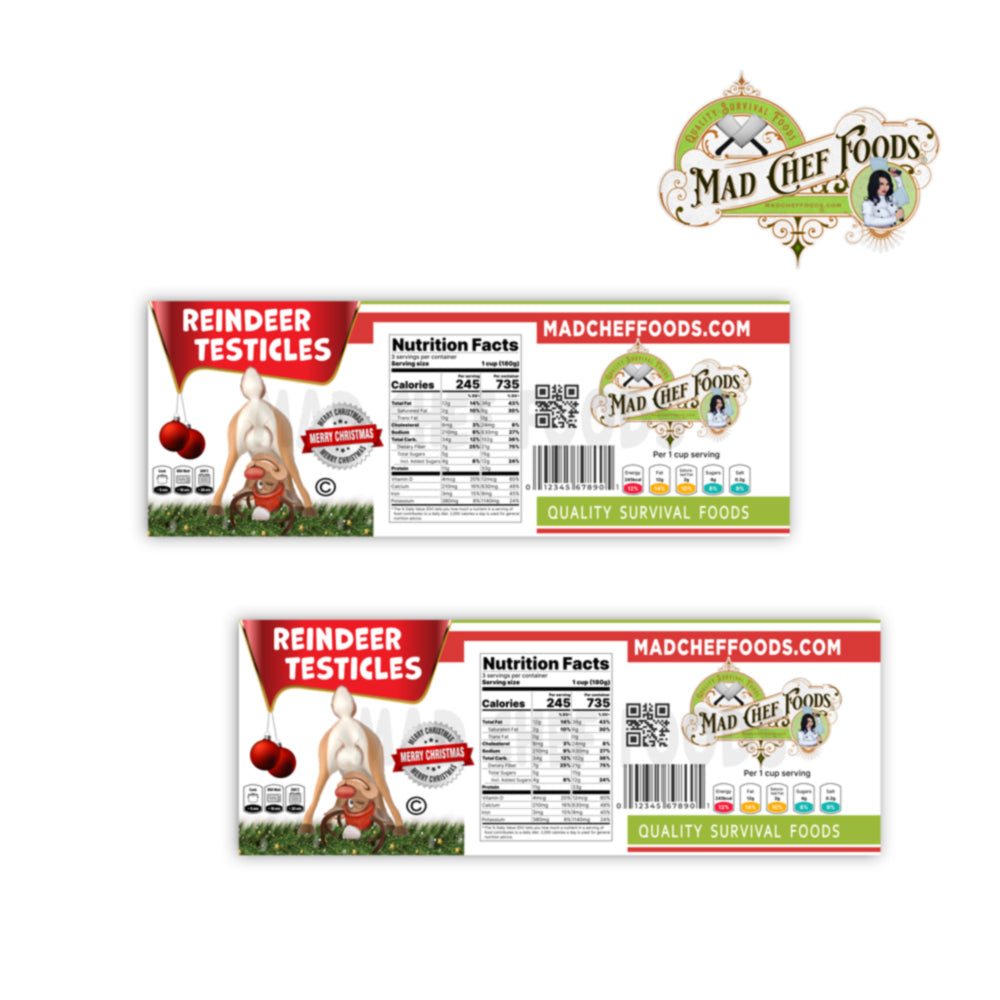 Reindeer Testies Funny Prank Soup Can Labels Gag Gift