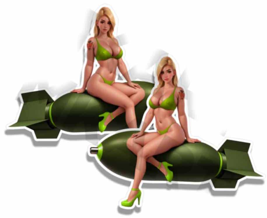 Sour Apple Sandy Pin Up Bomber Vintage Sticker Nose Art Mirrored Decals