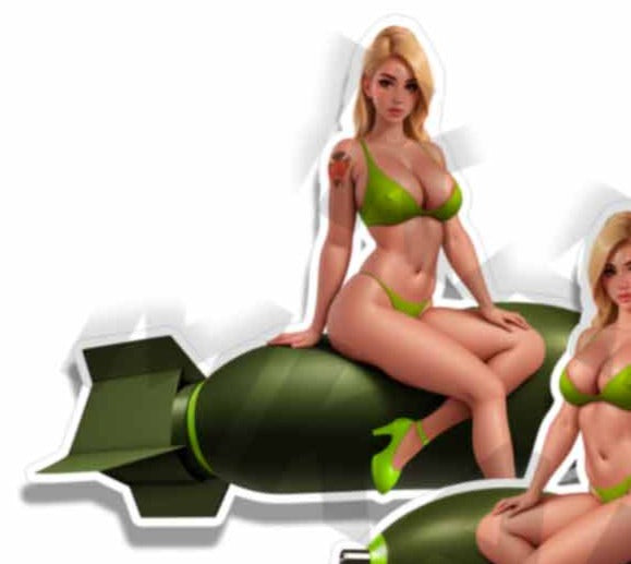 Sour Apple Sandy Pin Up Bomber Vintage Sticker Nose Art Mirrored Decals