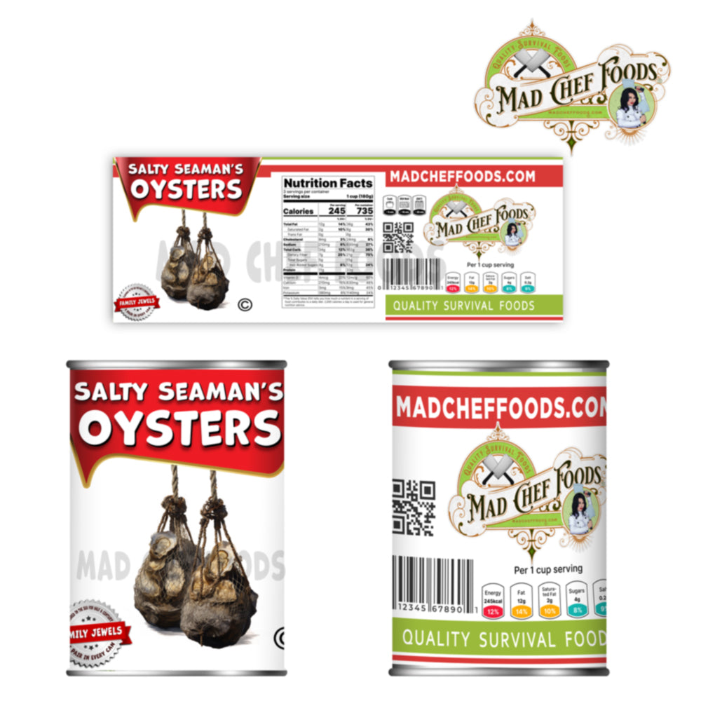 Salty Seamans Oysters Funny Prank Soup Can Labels Gag Gift