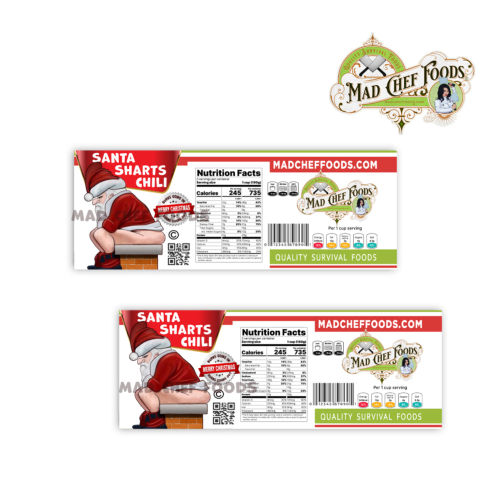 Santa Sharts Chili Funny Prank Soup Can Labels Gag Gift