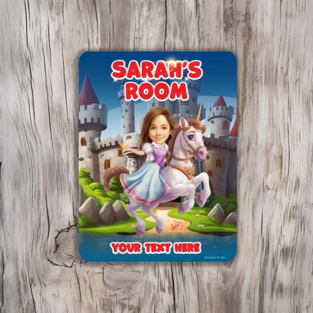 Child Riding Unicorn Caricature