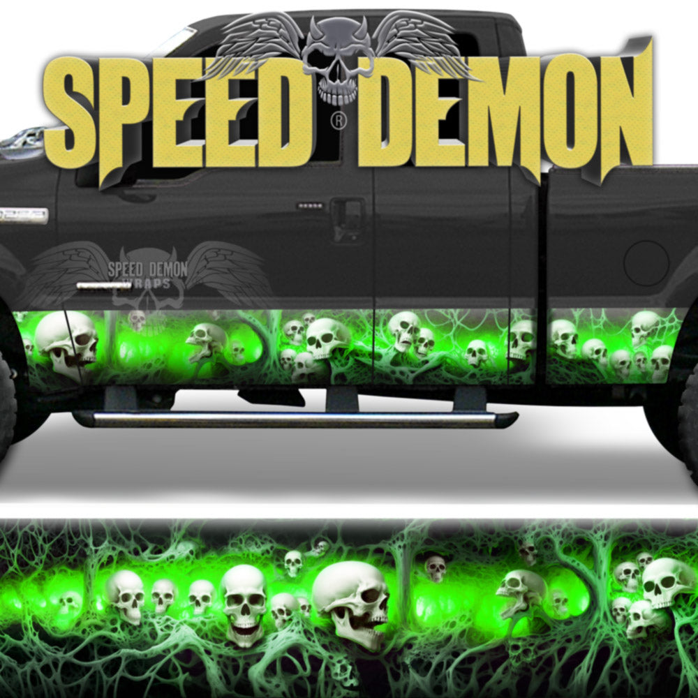 Sinister Skulls - Green Rocker Pannel Wraps