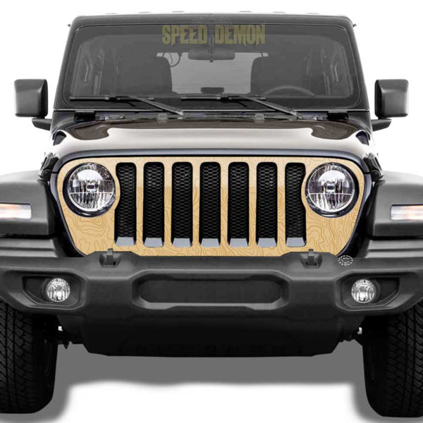 Topo Map Jeep Wrangler Grill Wrap JT 2020-2025 Tan