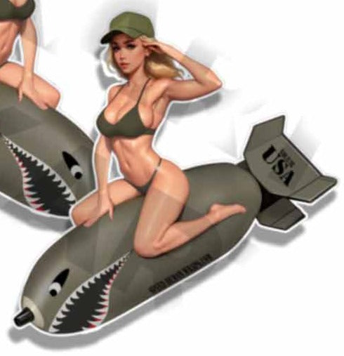 US Military Pin Up Bomber Sexy Vintage Sticker WW2 Nose Art Mirrored Decals