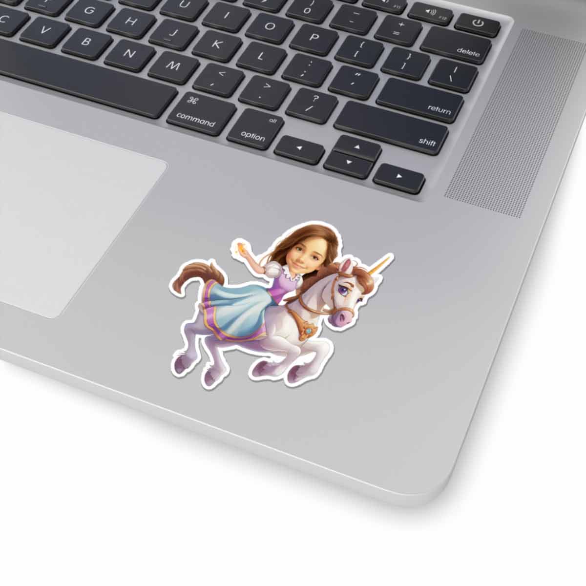 Personalized Child Riding a Unicorn Caricature from Photo Sticker - 6 Pack