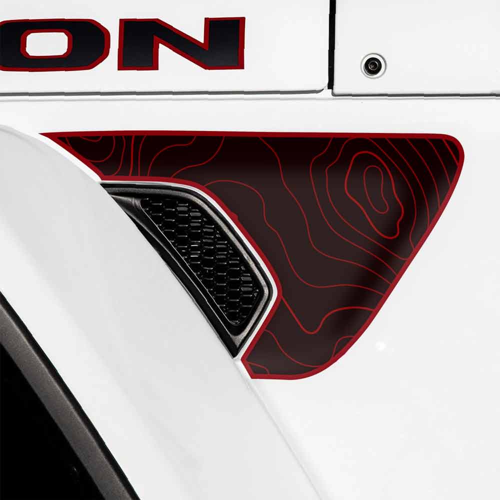 fender vent decal for wrangler and gladiator Topo-Red