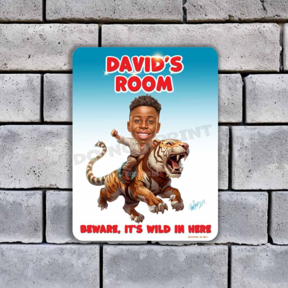Child Riding a Tiger Caricature  Portrait from Photo