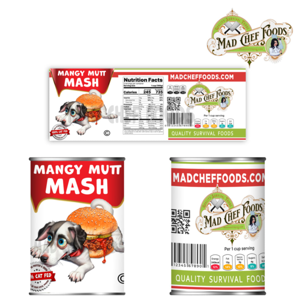 Mangy Mutt Mash Funny Prank Soup Can Labels Gag Gift