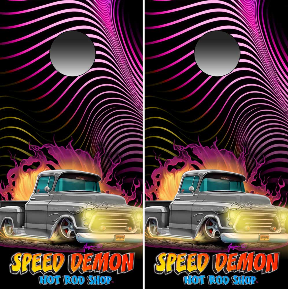 1957 Chevy Pick Up Hot Rod Cornhole Wraps Kustom Kulture Art