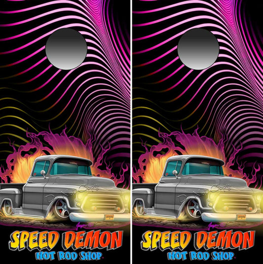 1957 Chevy Pick Up Hot Rod Cornhole Wraps Kustom Kulture Art