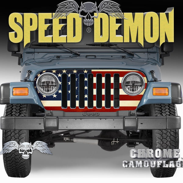 1997-2006 Jeep Grill Wraps American Flag - Speed Demon Wraps