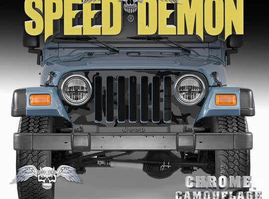 1997-2006 Jeep Grill Wraps Black Urban Camouflage Camo - Speed Demon Wraps