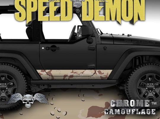 2007-2017 Jeep Wrangler Rocker Wrap Camo Desert Camouflage - Speed Demon Wraps