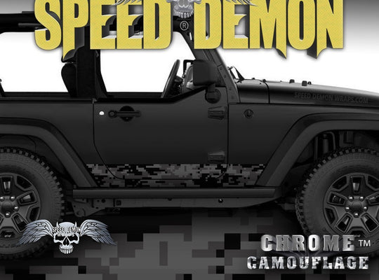 2007-2017 2 Door Jeep Wrangler Rocker Wrap Camo Digital Light Black - Speed Demon Wraps