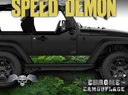 2007- 2017 2 Door Jeep Wrangler Rocker Wrap Camouflage True Forest Camo - Speed Demon Wraps