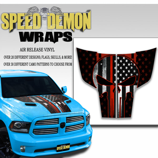 Dodge Ram Hood Stripes Punisher American Flag Red Line 2009-2017