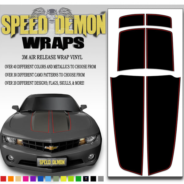 Black Camaro Stripes with Red Pinstripe