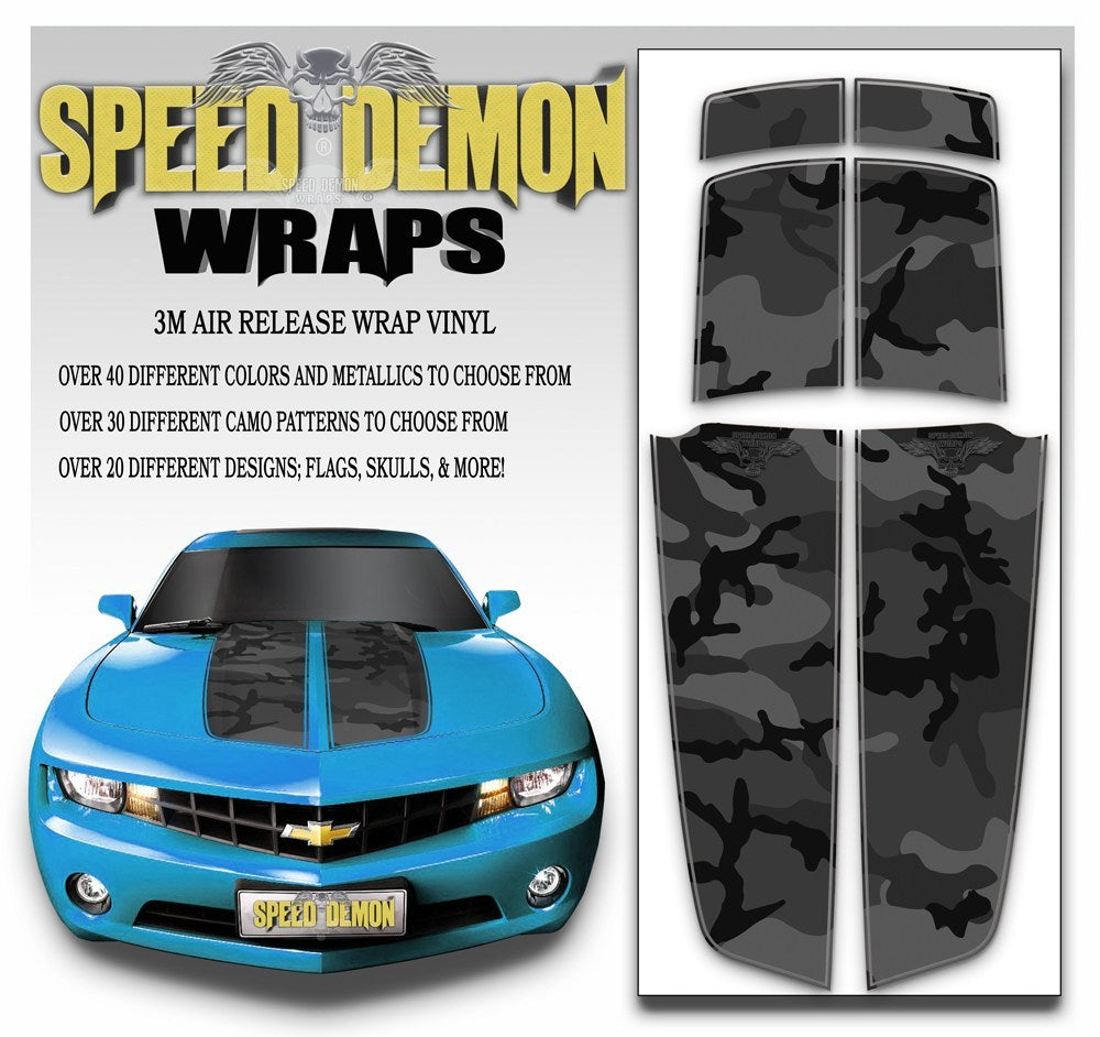 Camaro Camo Stripes Black Urban Camouflage 2010-2015 - Speed Demon Wraps