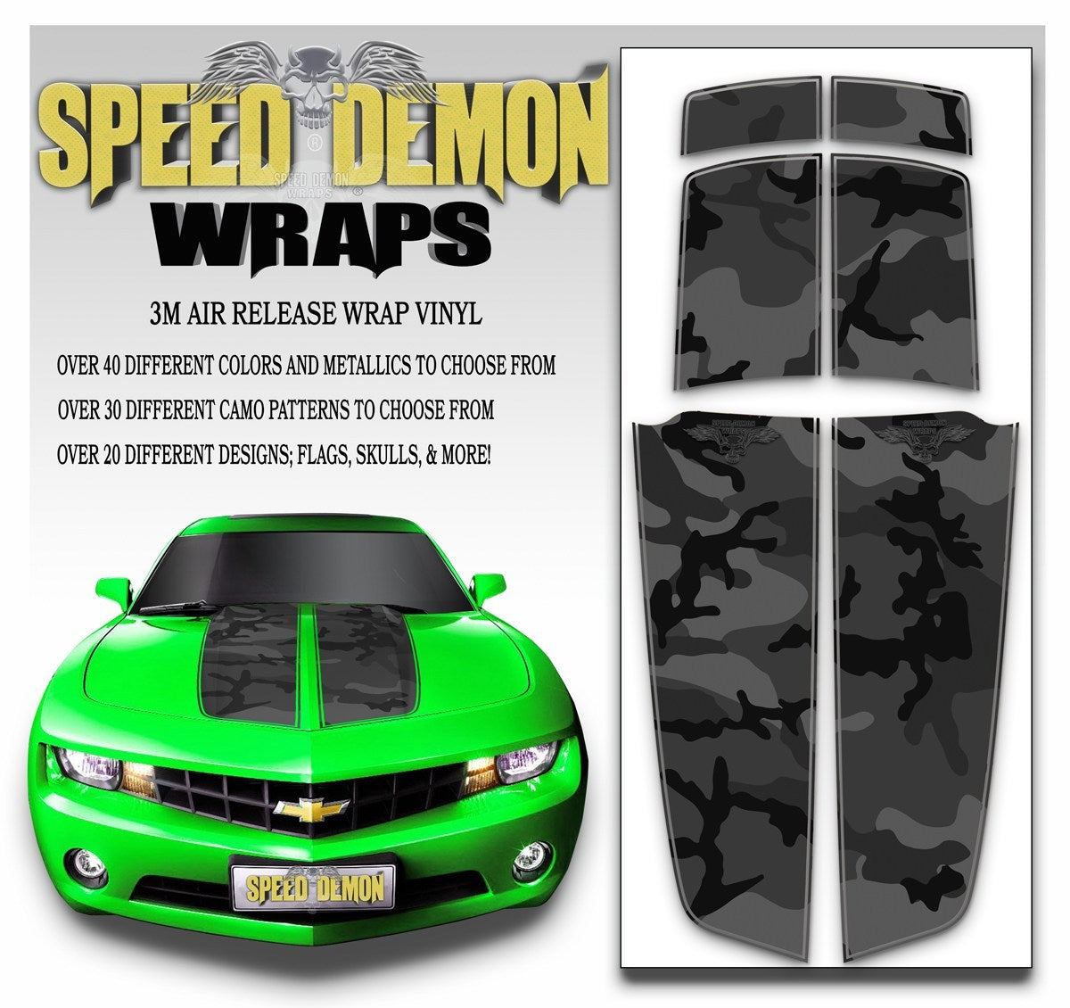 Camaro Camo Stripes Black Urban Camouflage 2010-2015 - Speed Demon Wraps